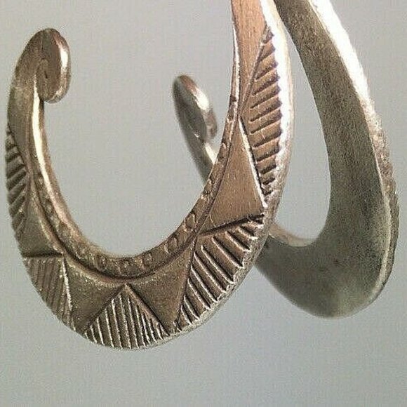 Abstract Brushed Sterling Silver Earrings - Picture 1 of 12